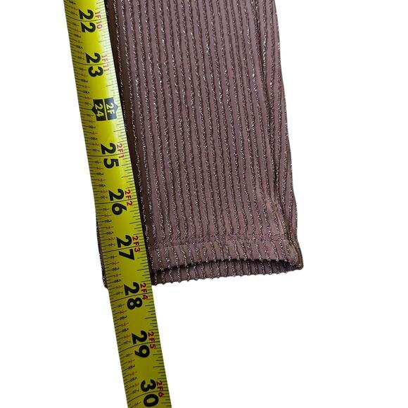 Forever 21 Mauve Striped Metallic Stretch Leggings Women's Size Large NWT 3-32-1 - Picture 5 of 6